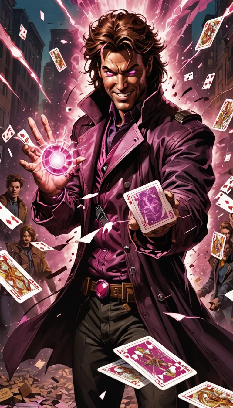 Gambit Charging Cards with Kinetic Energy in Digital Art