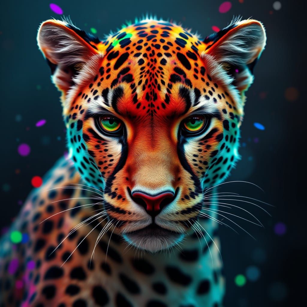 Colorful Spotted Cheetah Portrait in Hyperdetailed Style