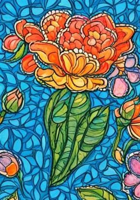 Kittens and Flowers in Femmage Style