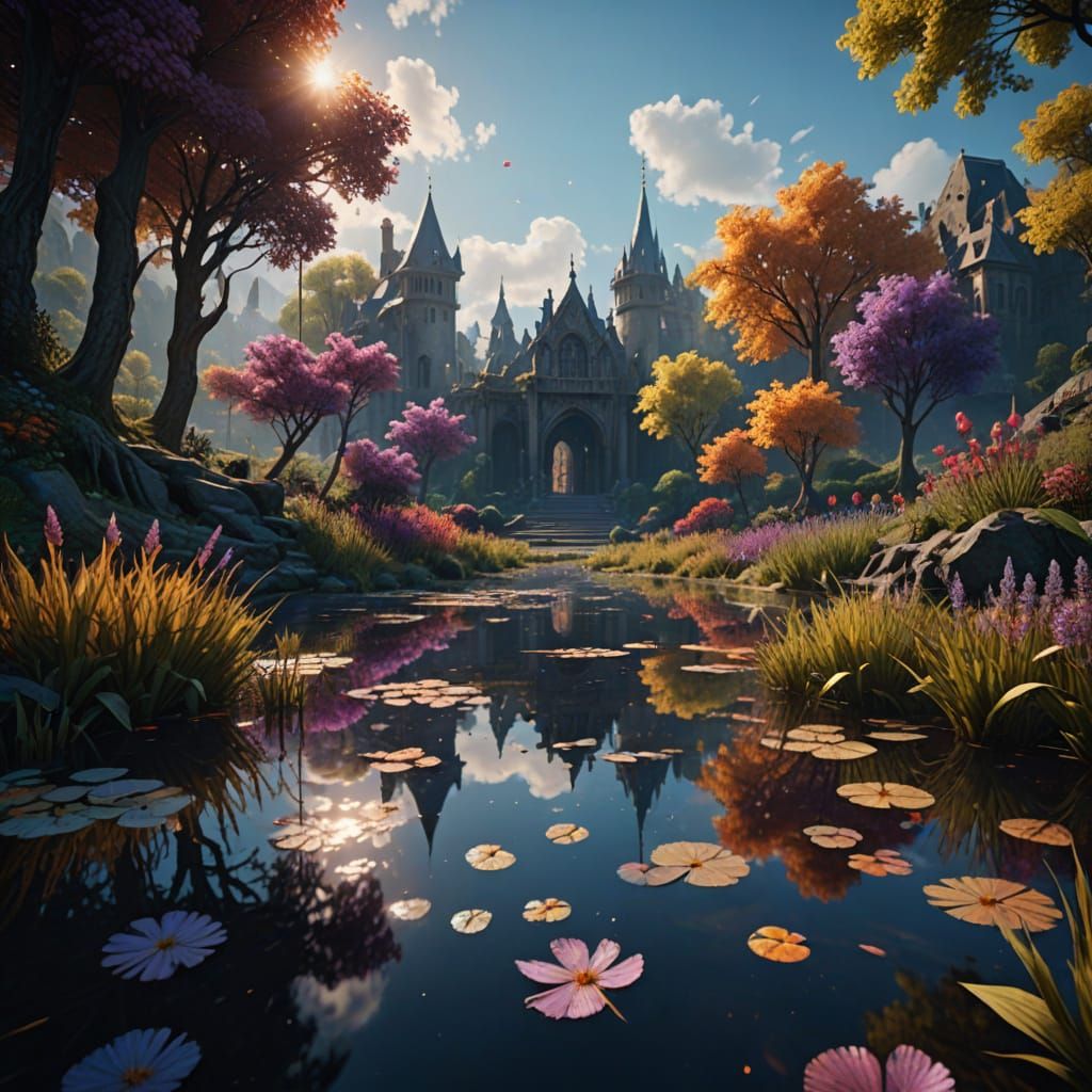 Dreamy Castle Scene in Vibrant HDR