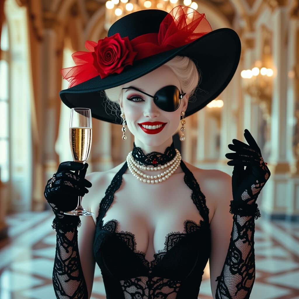 Albino Woman in Opulent Palace, Hyperdetailed Realism