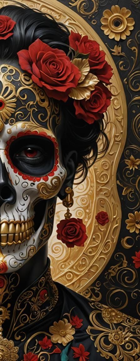 Day of the Dead Skull Portrait in Hyperreality Style