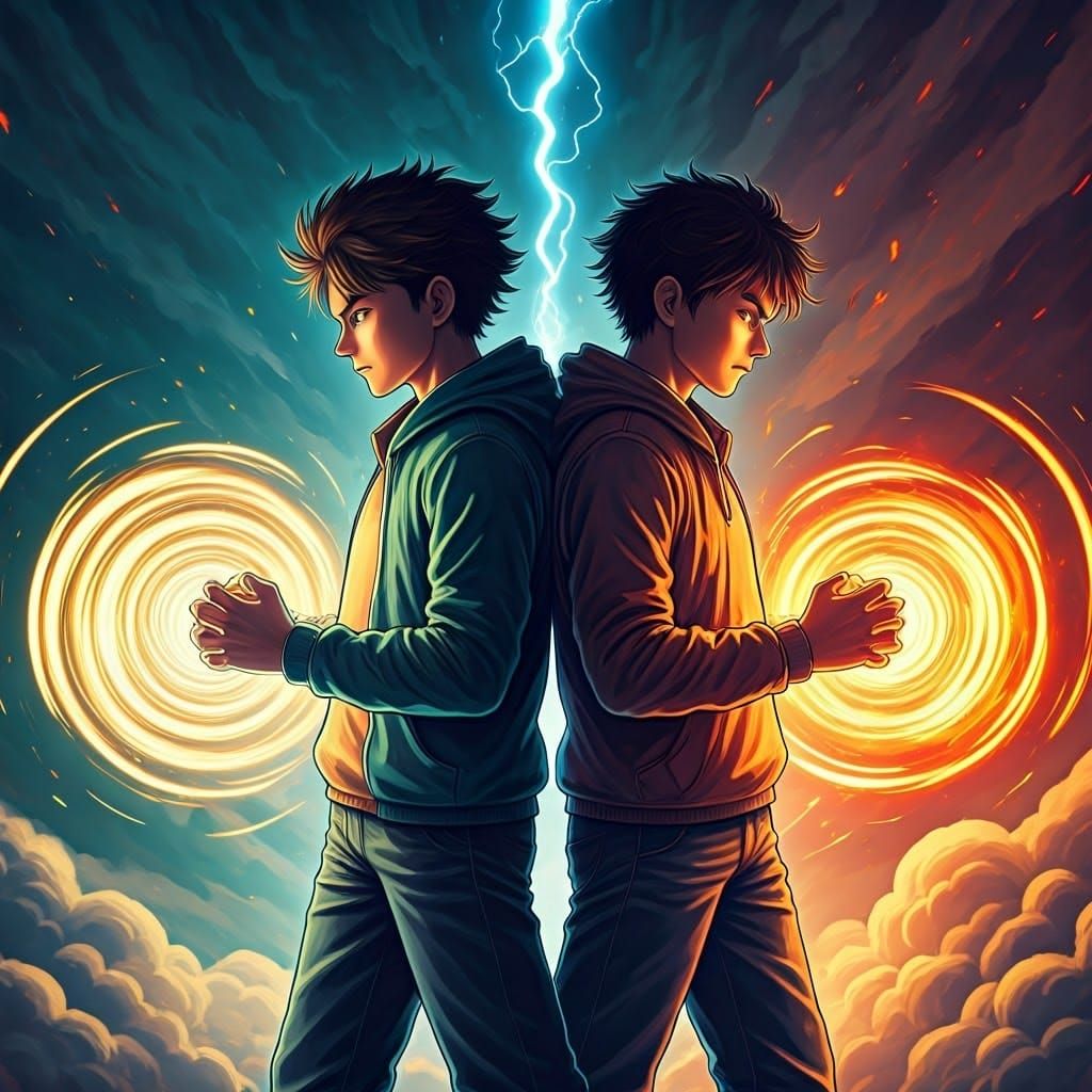 Teenage Boys Unleash Epic Energy Blasts in High-Energy Anime...