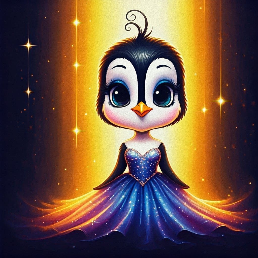 Elegant Penguin in Neo-Impressionist Style