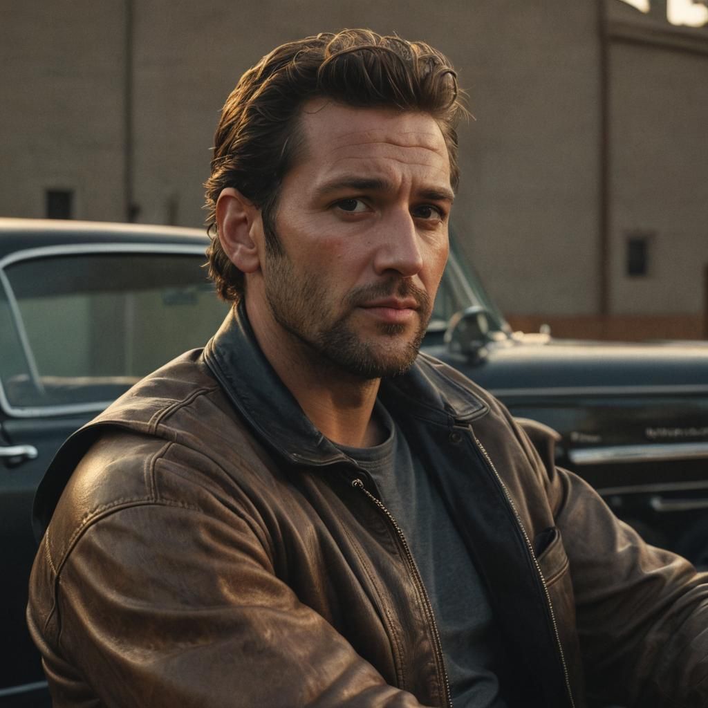 Rugged Man in Golden Hour: Cinematic Portrait