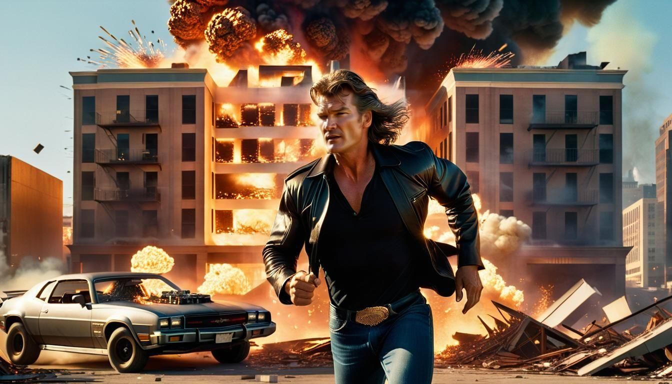 Man Running From Explosion in Photorealistic Style