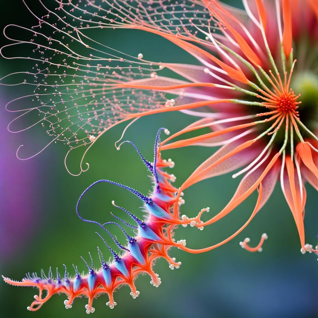 Dragonfly Hybrid Over Infinity Flower in Hyperrealistic Styl...