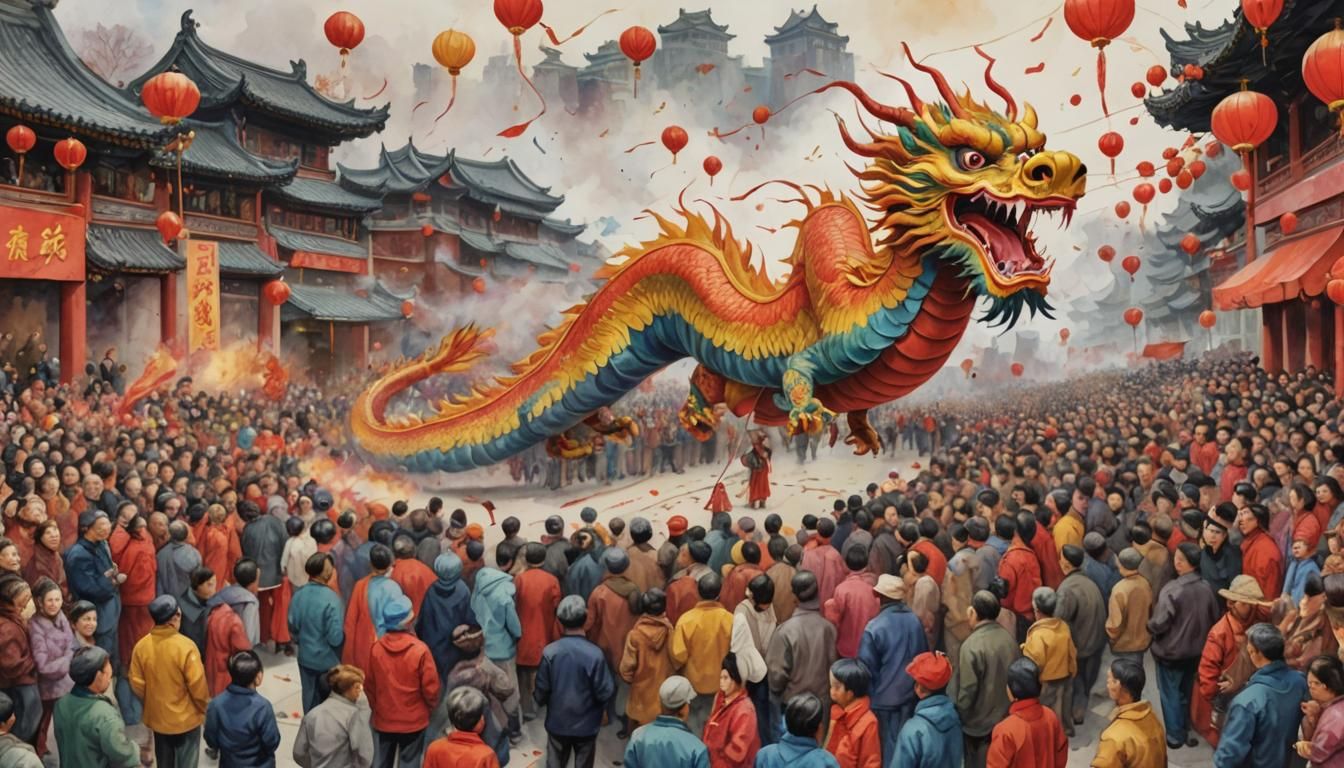 Dragon Kite On The Loose During Chinese New Year's Celebration