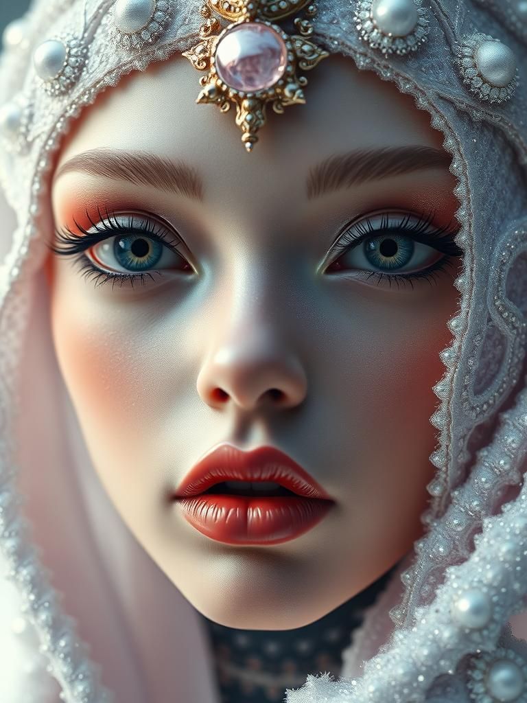 Ethereal Pop Surrealism: Beautiful Woman in Baroque Style