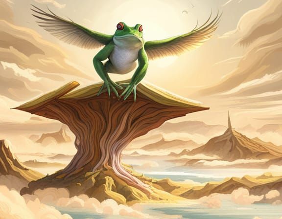 Mountain-Sized Frog: Dark Fantasy Book Illustration