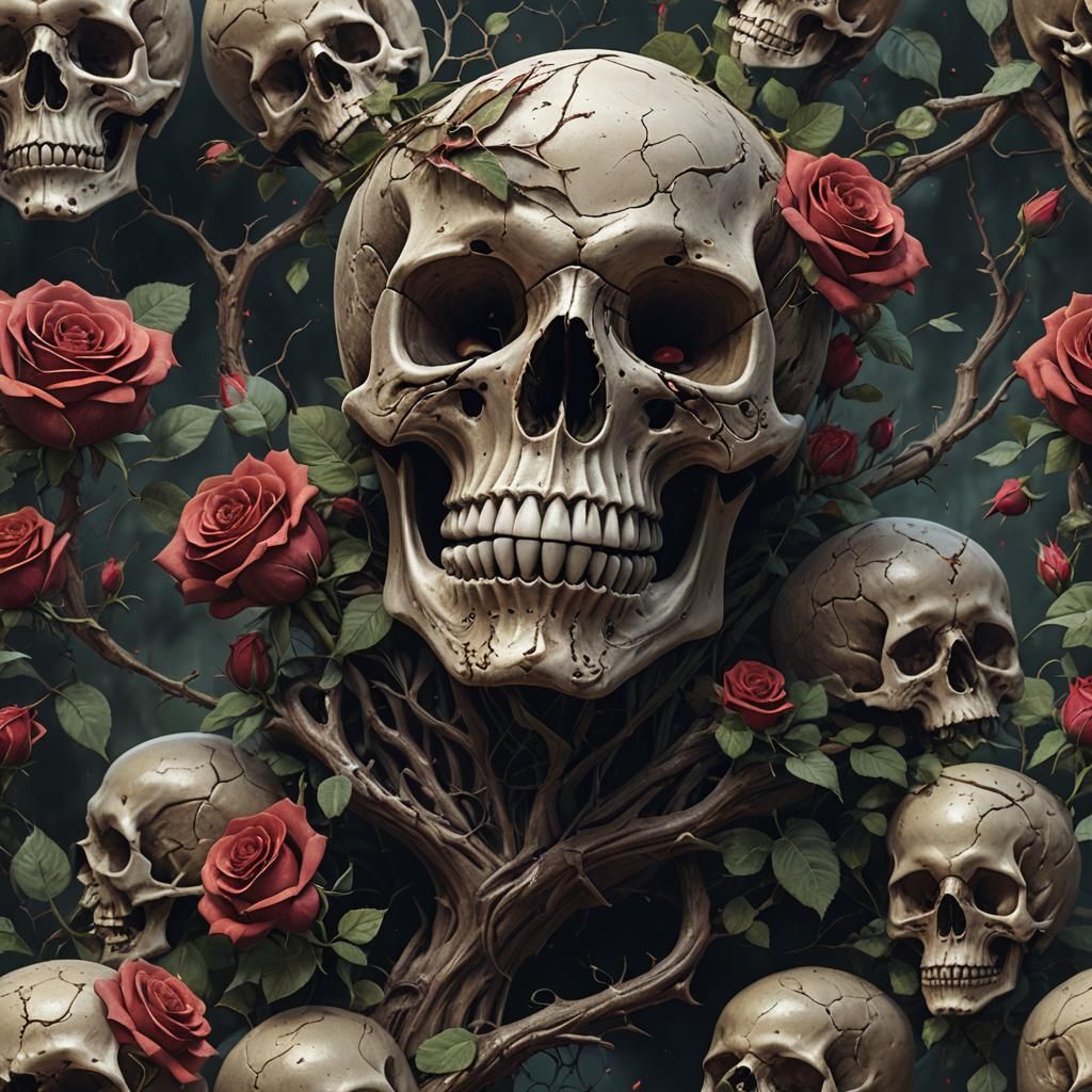Skull with Rose: Detailed Matte Painting