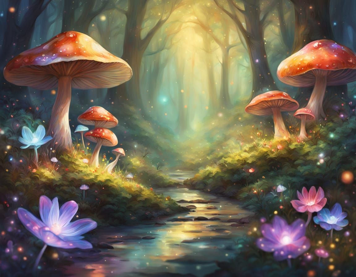 Whimsical Woodland Creatures in Vibrant Digital Painting