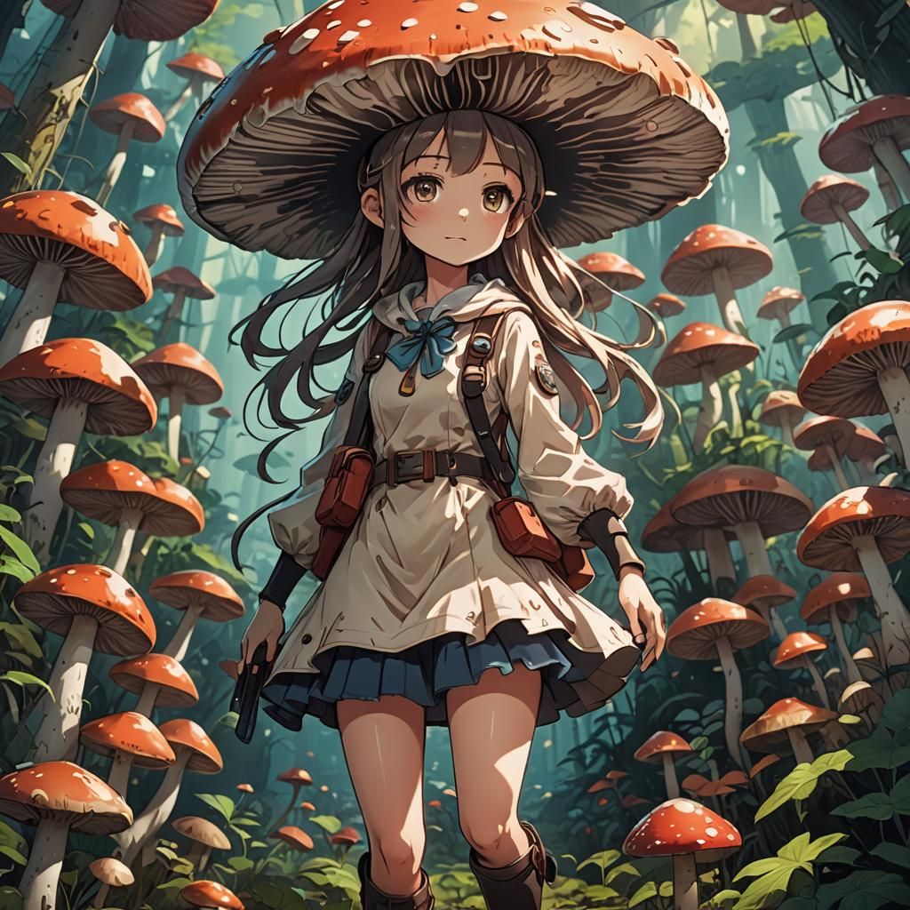 Mushroom Girl in Anime Style