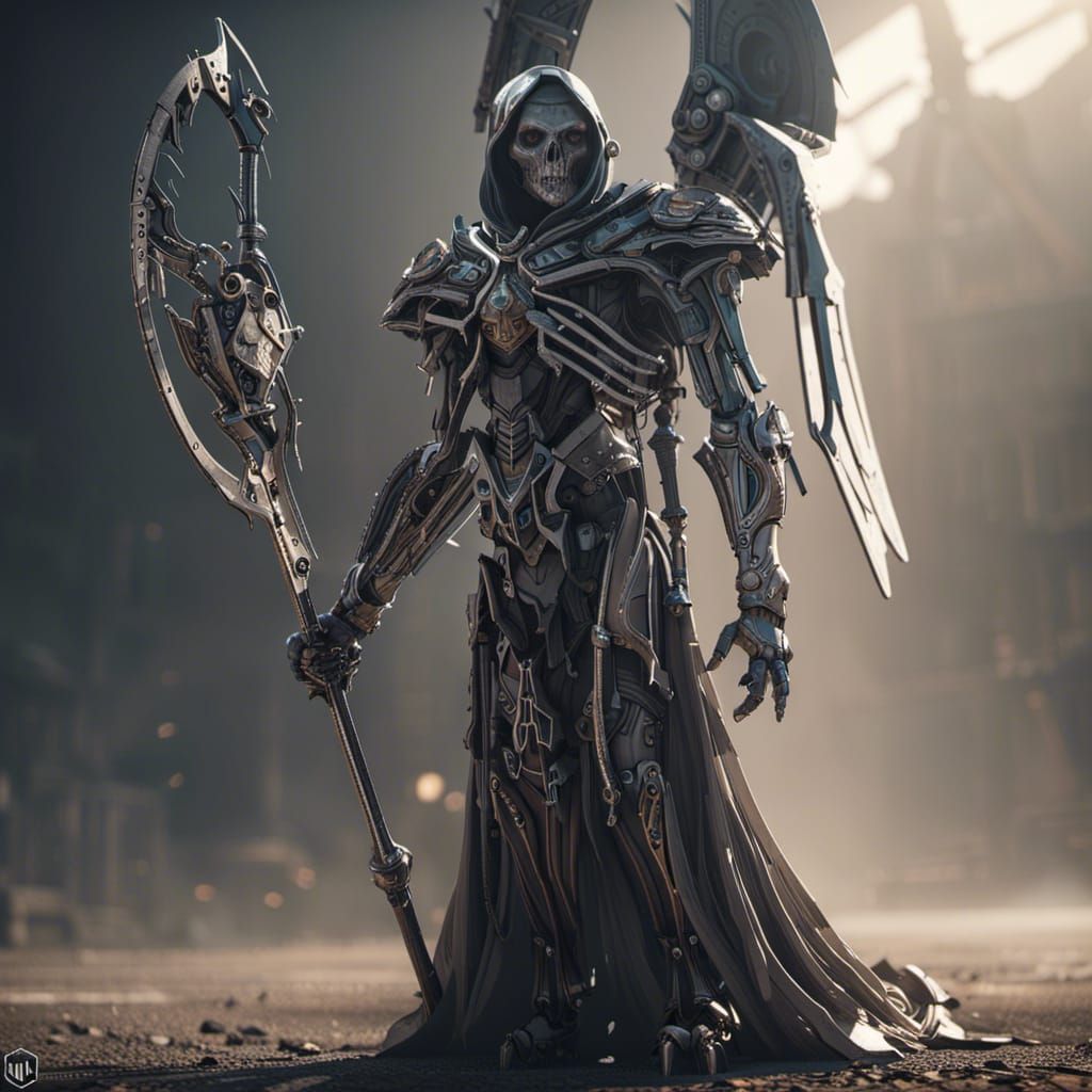 Futuristic Mecha Grim Reaper in Sci-Fi Style