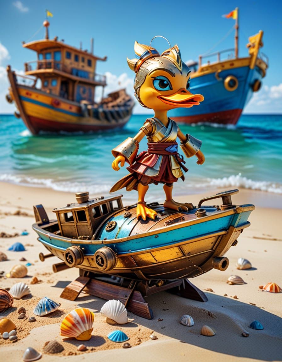 Dynamic Karate Artist in Steampunk Dojo