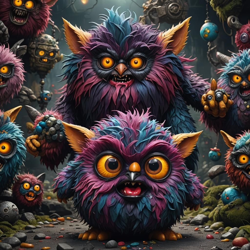 Scary Furby Monster in Detailed Matte Painting