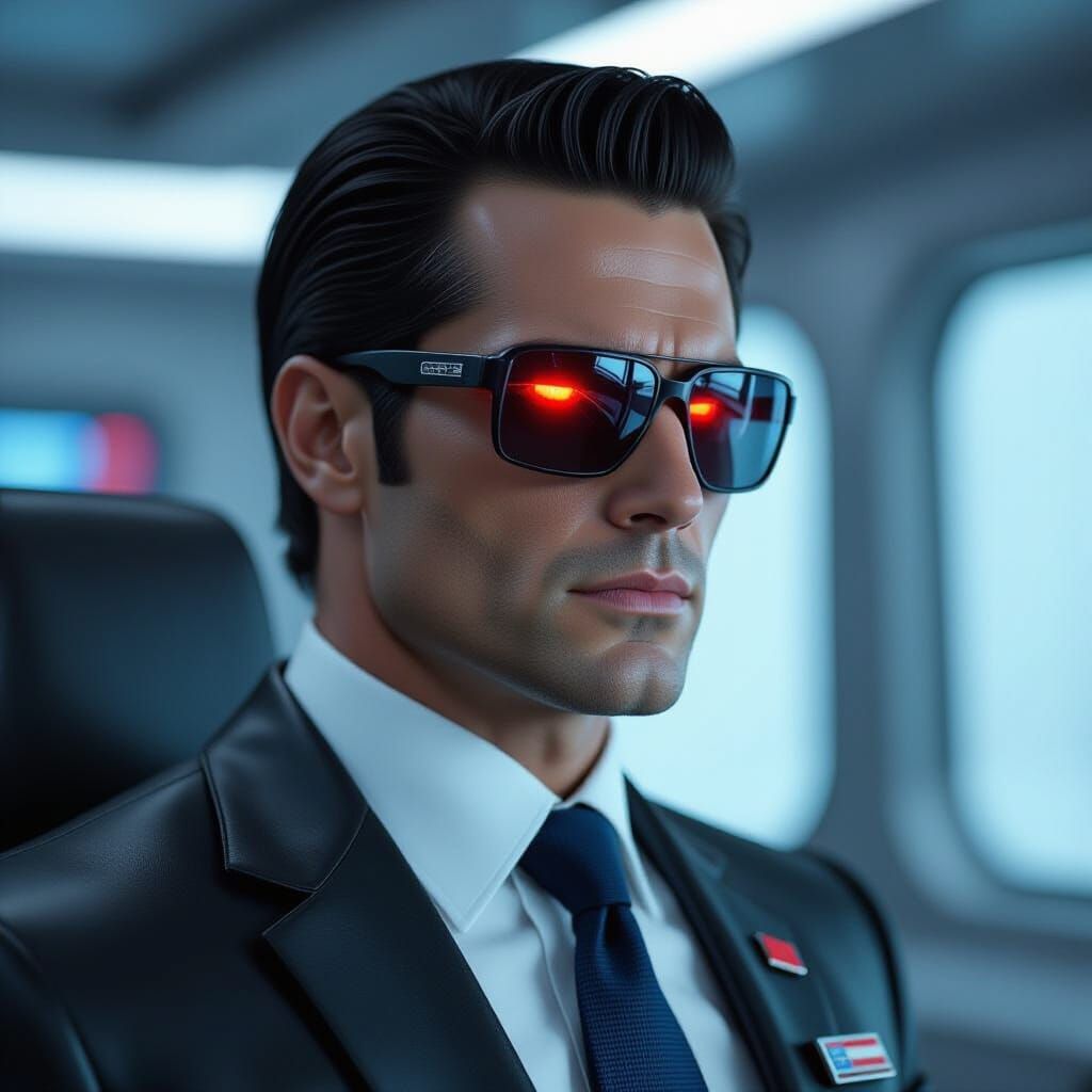 Secret Agent Side Profile in Futuristic Style