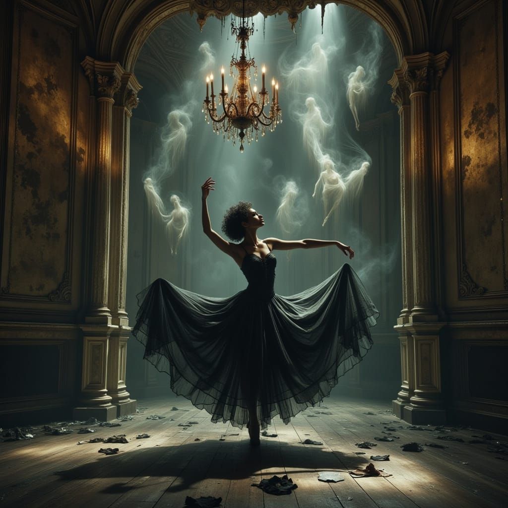 Haunting Ballerina in Dark, Moody Dance