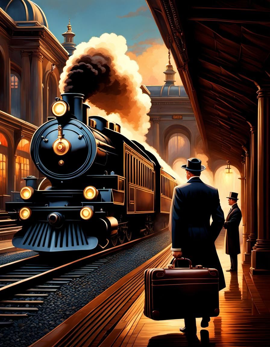 Vintage Train Station: Art Nouveau Voyage