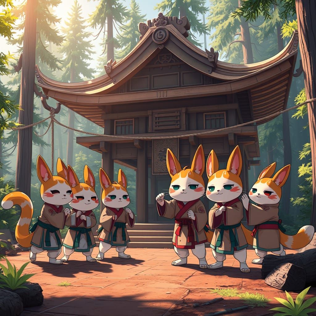 Kitsune Martial Arts Dojo in Whimsical Fantasy Style