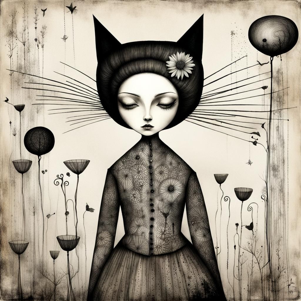 Surreal Black and White Ink Drawing