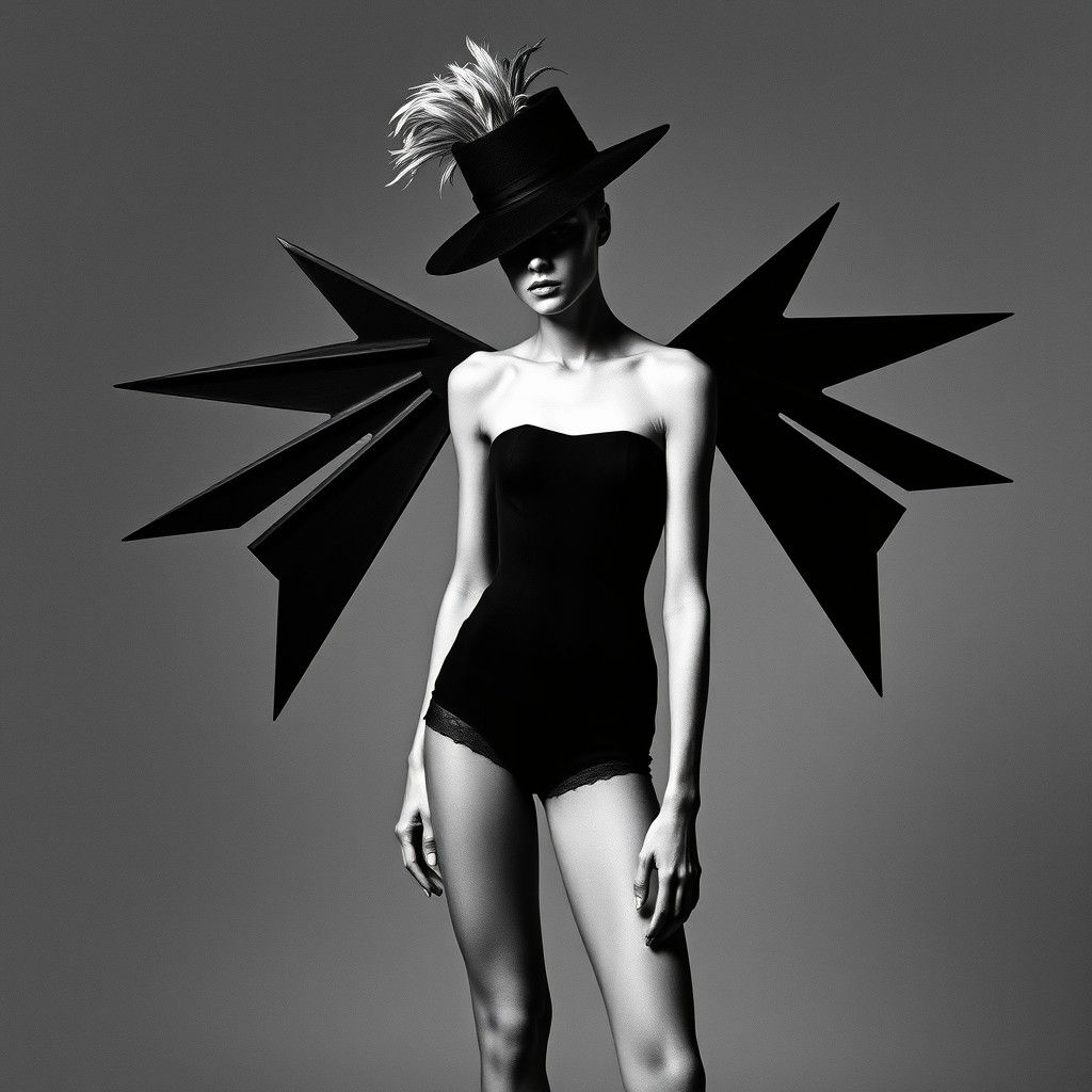 Geometric Fashion: Androgynous Model in Dadaist Style