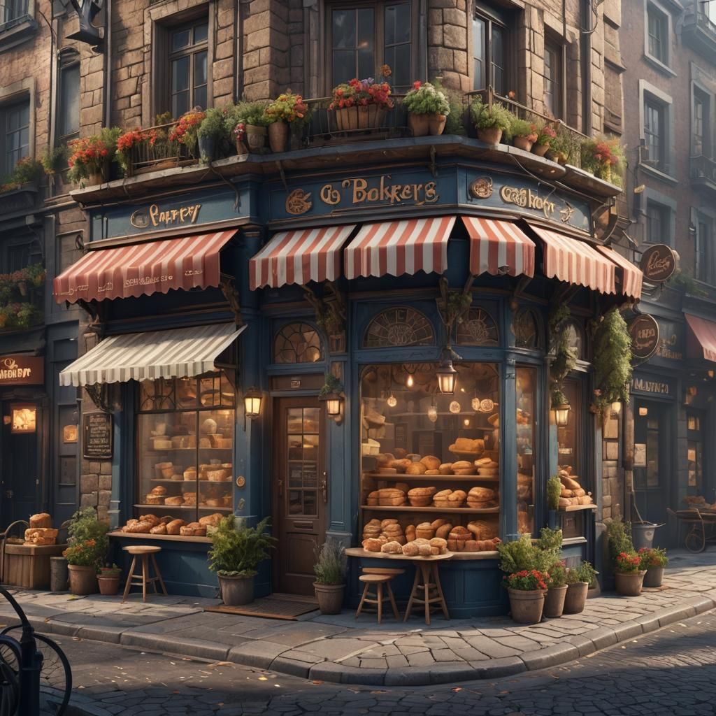 Cosy Bakery Corner: Detailed Matte Painting