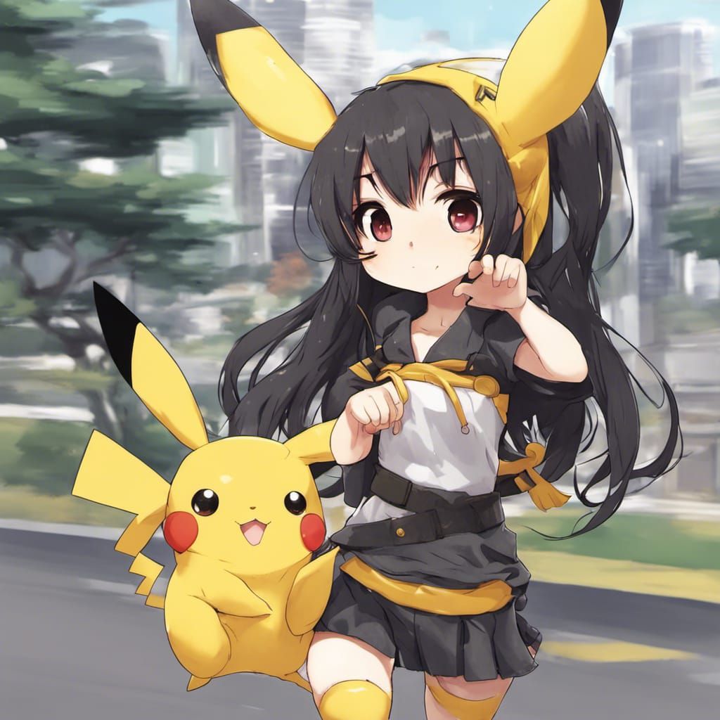 Chibi Girl in Pikachu Outfit: Anime Style