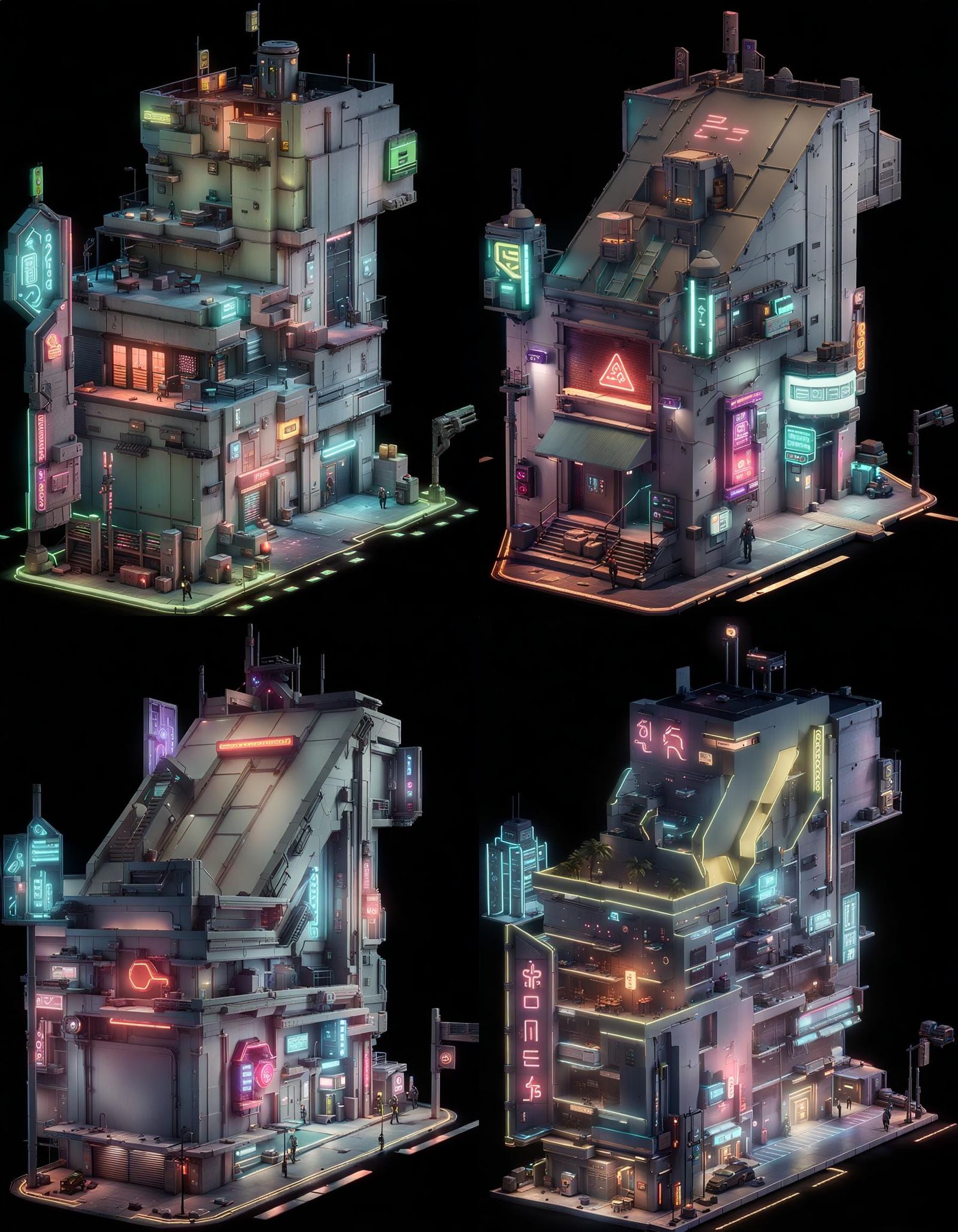 Isometric Cyberpunk Building Game Asset in 3D