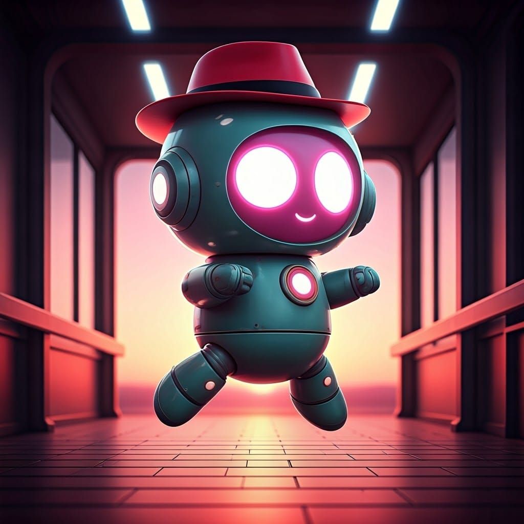 Retrofuturistic Robot Action Figure in Dynamic Pose