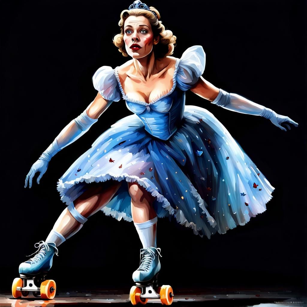 Horror Roller Skater in Post-Apocalyptic Cinderella Scene