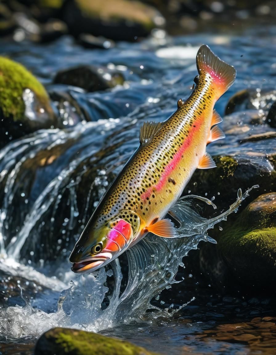 Rainbow Trout Leaping for a Bug