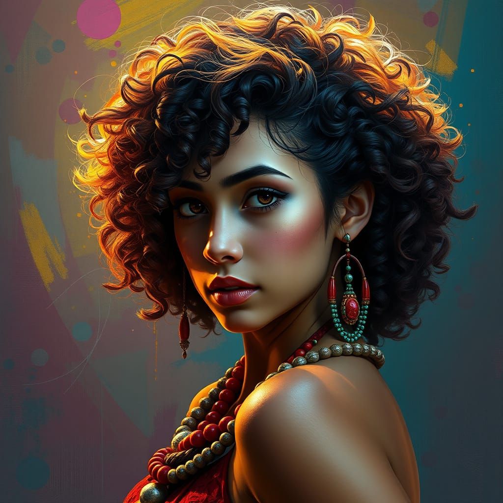 Vibrant Woman in a Colorful Splash Art Style