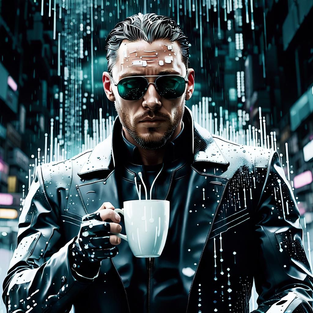 Tom Hardy in Cyberpunk Matrix Rain