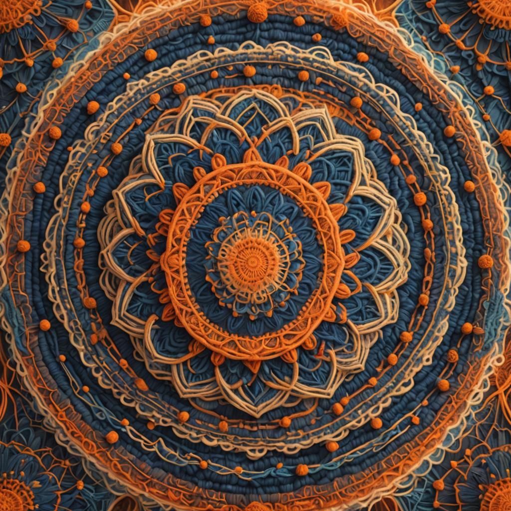 Intricate Wool Mandala in Vibrant Fantasy Art