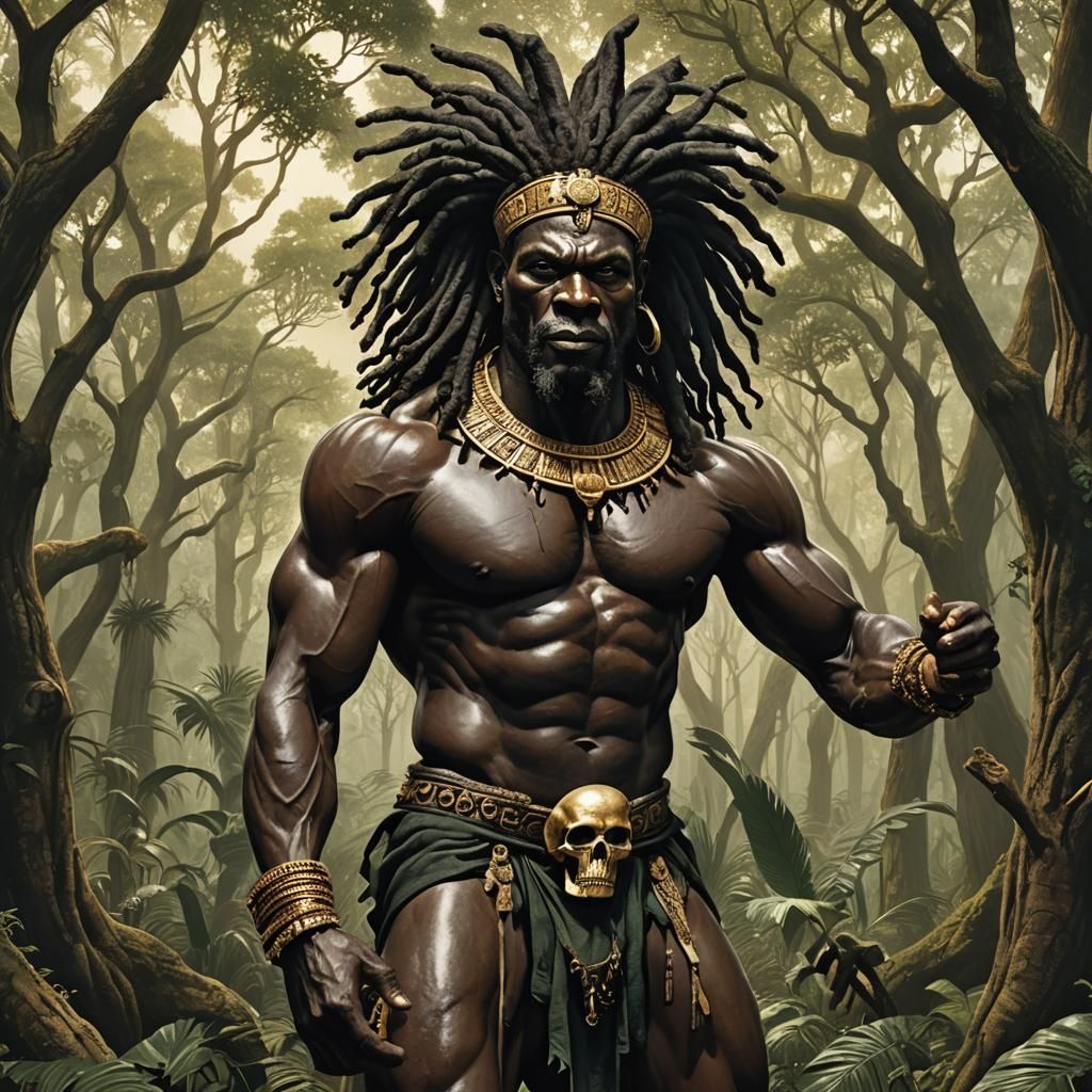 Ogun: African God of Power in Savanna Forest