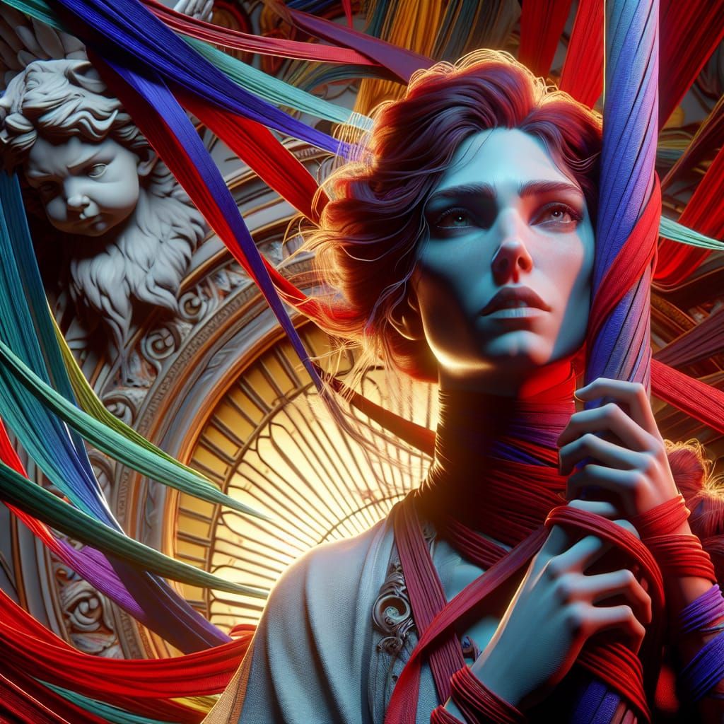 Red Naiad in Art Nouveau Splash Art