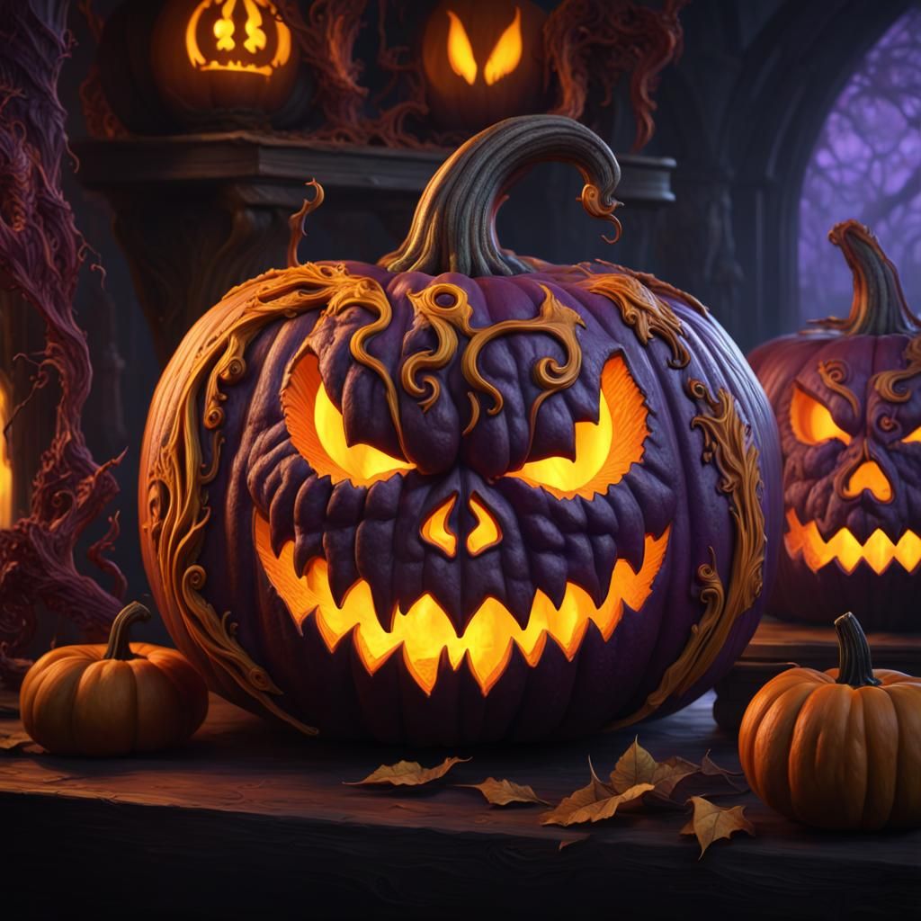 Demonic Pumpkin Carvings: Dark Fantasy Masterpiece