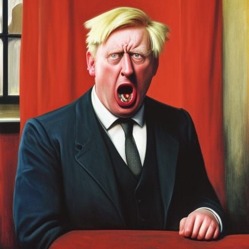 Screaming Figure in Surrealist Oil Painting Style