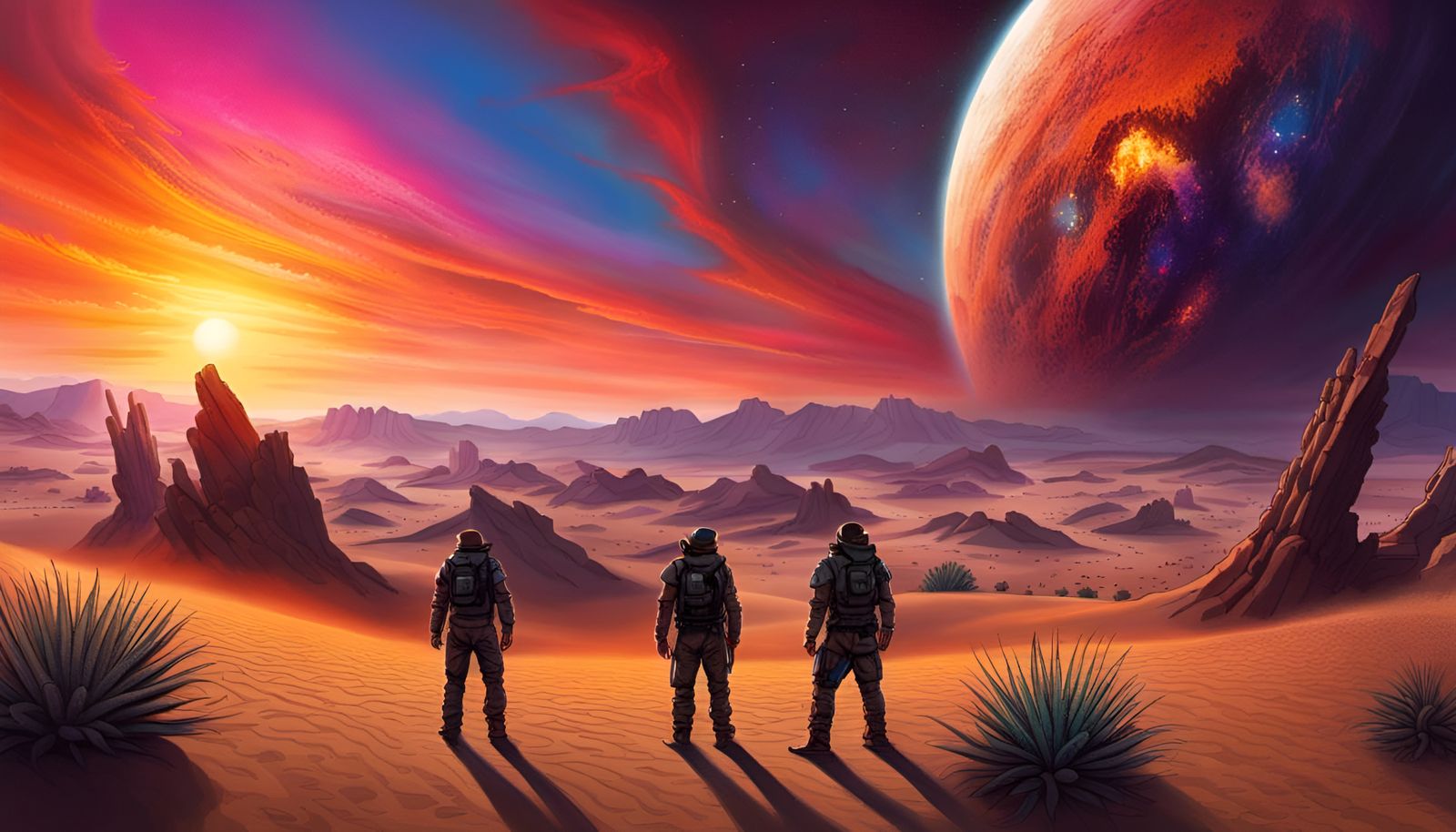 Apocalyptic Asteroid Sunset in Mojave Desert