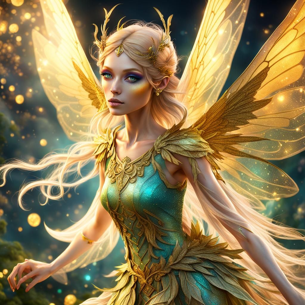 Ethereal Earth Fairy with Translucent Wings