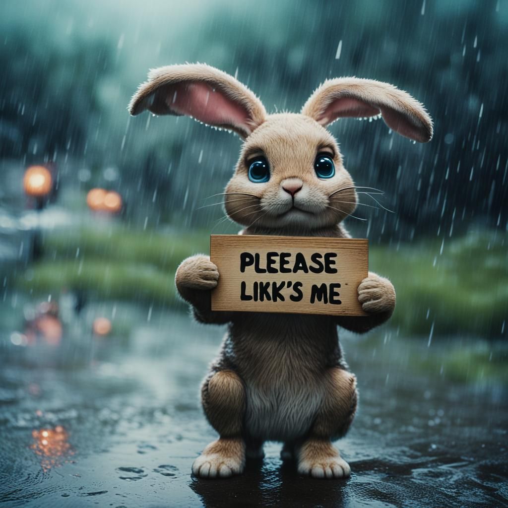 Sad Wet Bunny As Cinematic Film Still