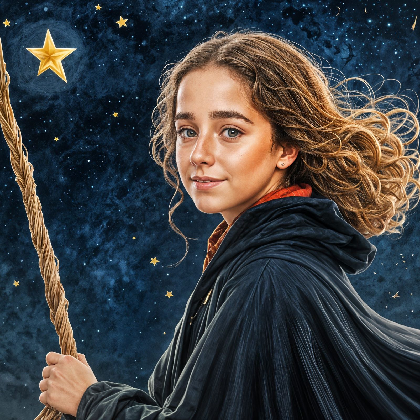 Witch Flying Over Hogwarts Digital Art