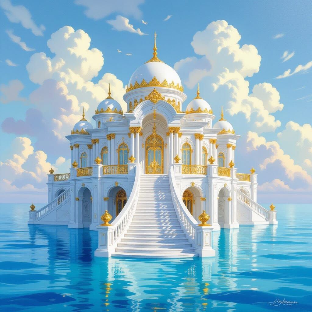 Ocean Palace in Oil Painting Style