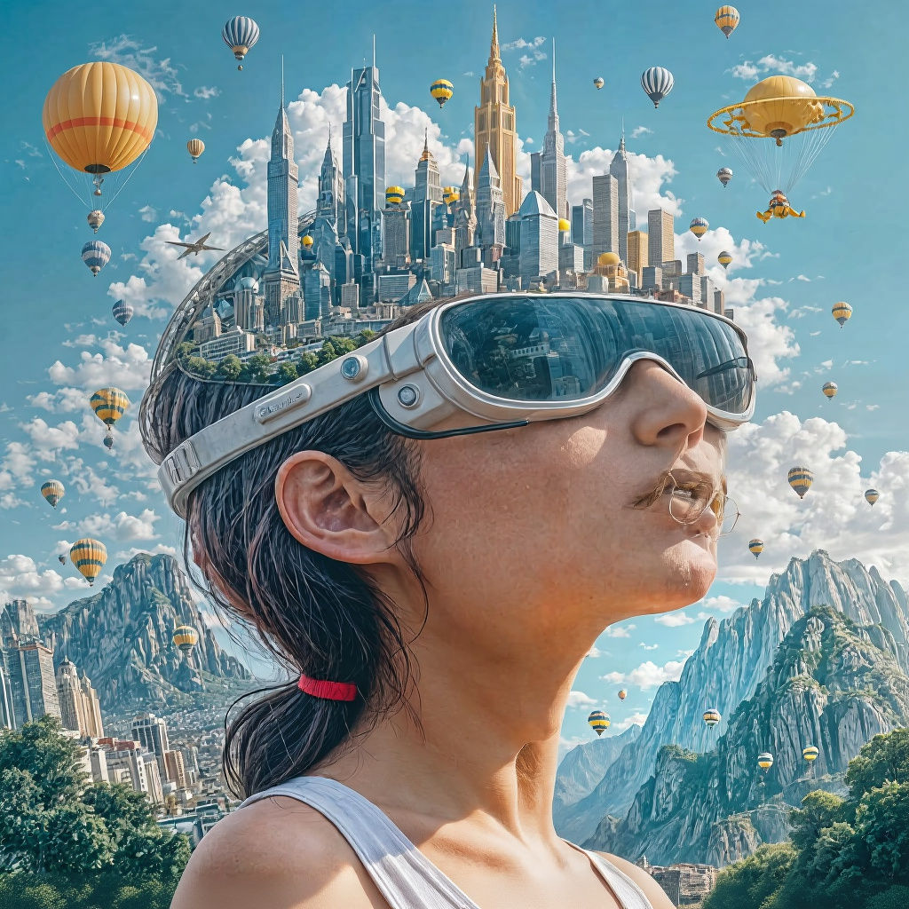 Child's Face with Futuristic City Reflection