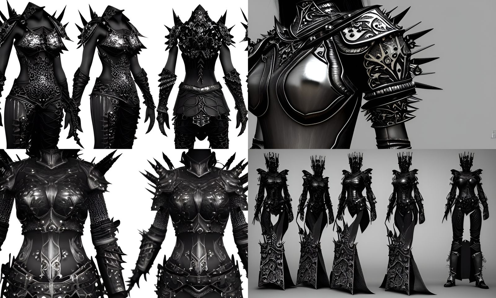 Gothic Dark Fantasy Female Armor Set on Stand