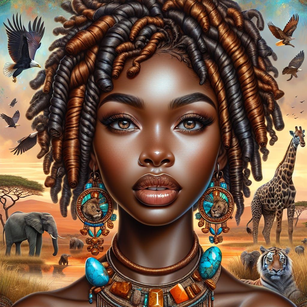 African Queen in Digital Airbrush Illustration