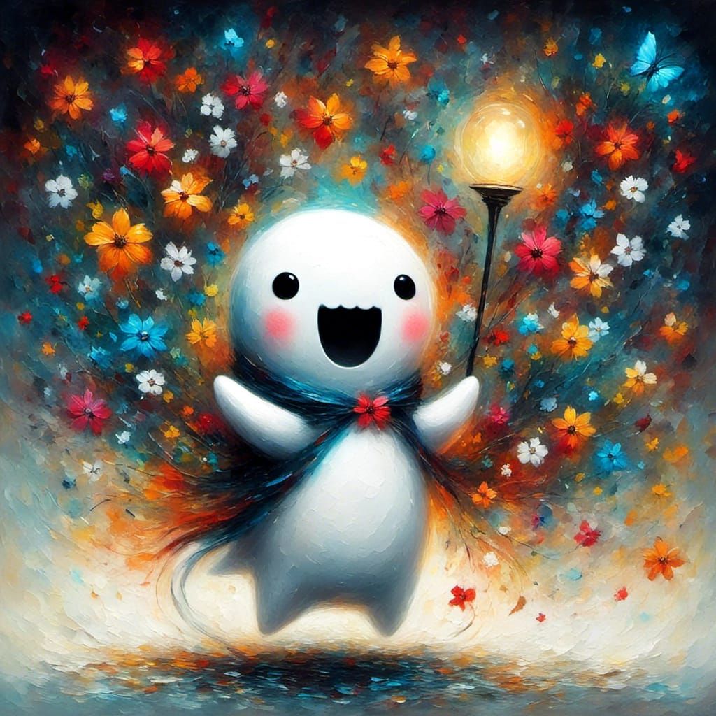 Cute Ghosts in a Black Theater