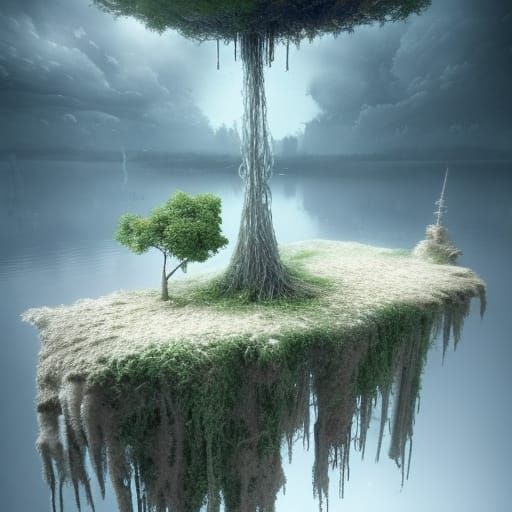Father and Son Fishing: Pop Surrealist Biomechanical Gaia