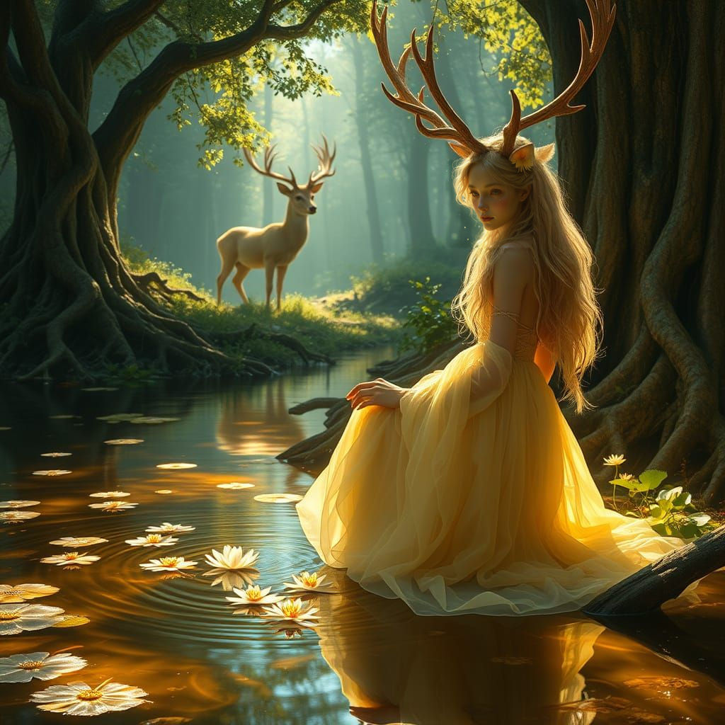 Whispering Woodland Goddess Amidst Hidden Oasis